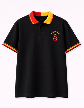 Galatasaray Polo – Qara/Ağ Rəng (Sarı-Qırmızı Yaxa Dizayn)